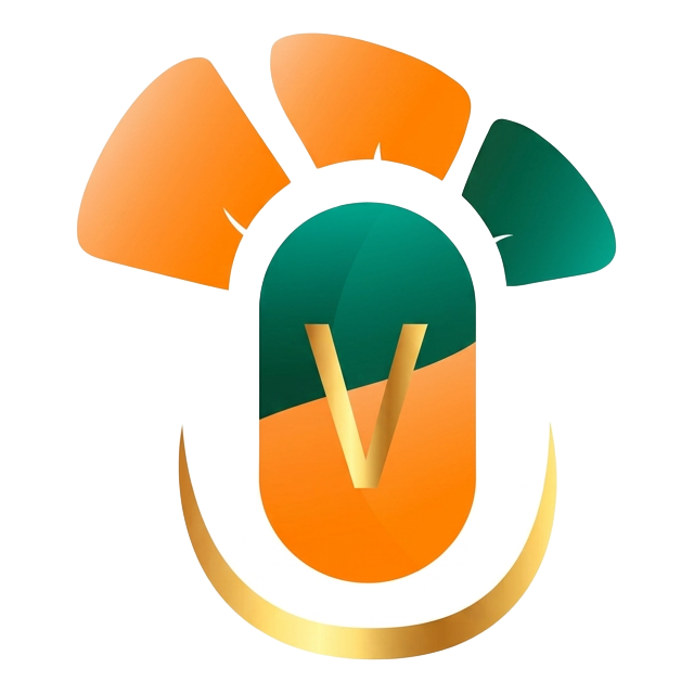 Empresa parceira — símbolo V em verde, laranja e dourado
